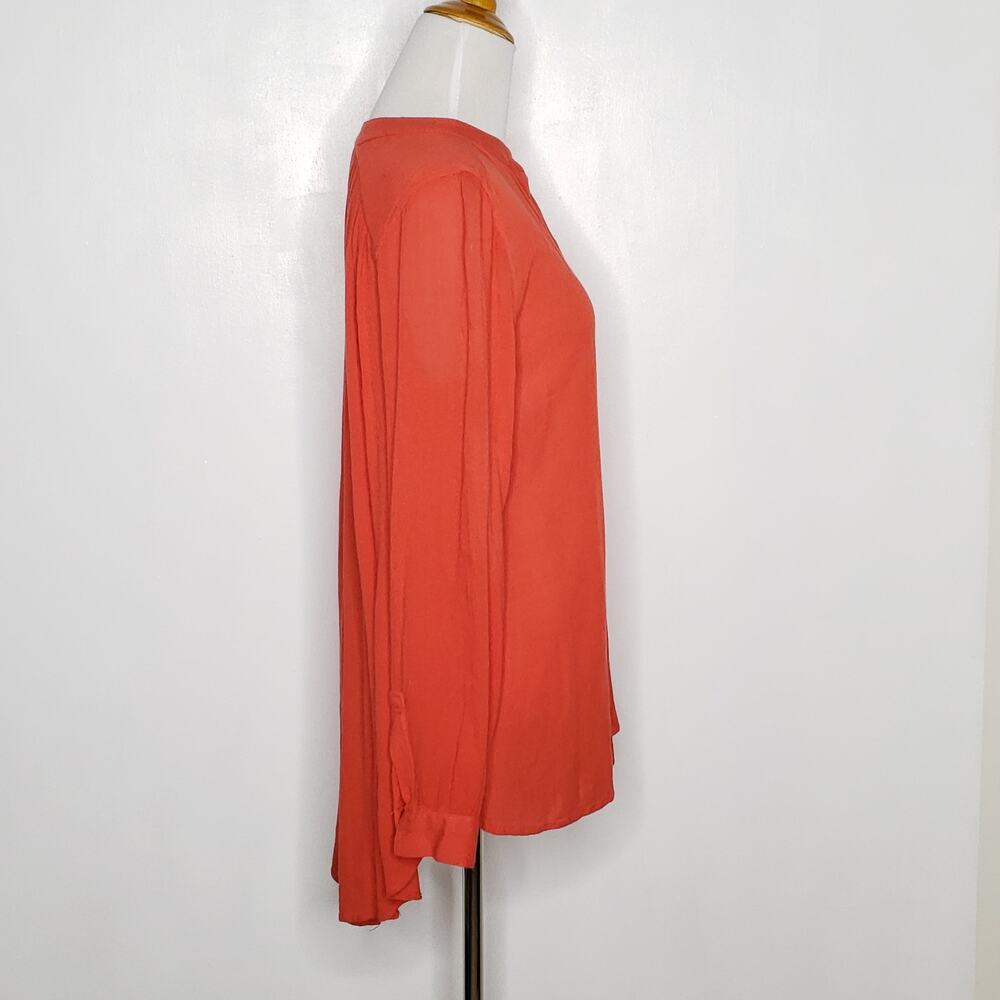 Free People Boyfriend Button Down Gauzy Shirt Red Oversized Rayon Women XS - Picture 3 of 10